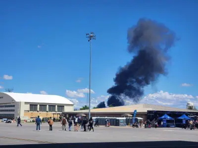 Four crew members ejected safely after two Navy jets collide and crash during air show in Idaho