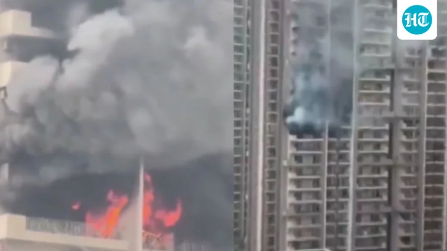 Noida high-rise evacuated after fire in 12th floor flat, video captures flames