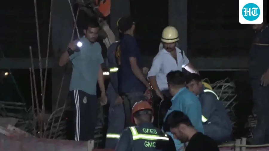 Scaffolding collapses at under-construction complex in Gujarat's Gandhinagar; 12 workers rescued, 10 still trapped