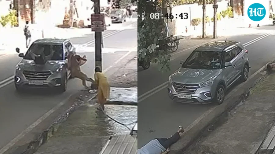 Elderly couple flung in air, injured after being hit by car in Delhi's Kirti Nagar, woman driver flees | Video
