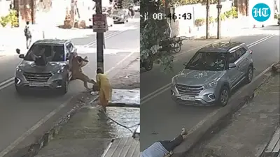 Elderly couple flung in air, injured after being hit by car in Delhi's Kirti Nagar, woman driver flees | Video