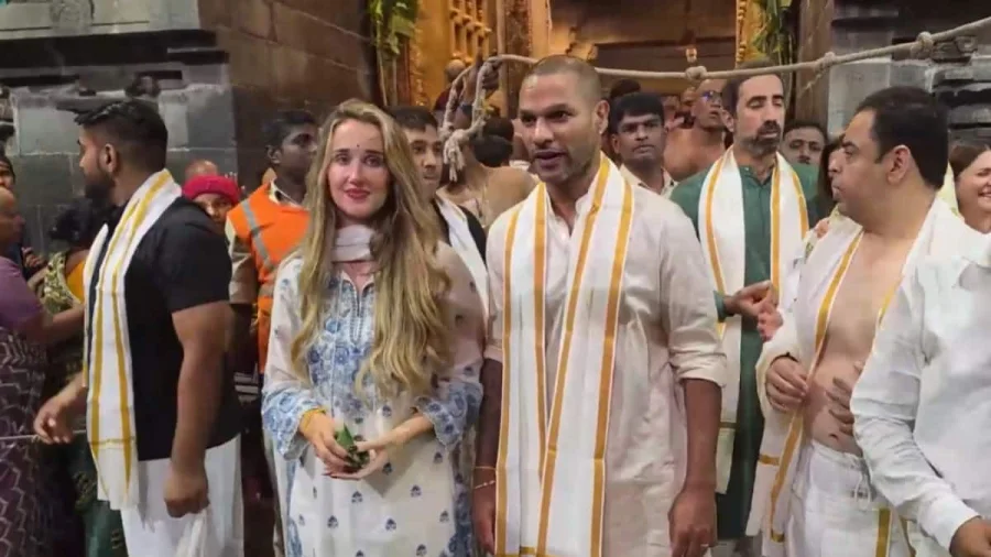 WATCH: Shikhar Dhawan & Wife Sophie Shine Seek Blessings At Tirumala Temple